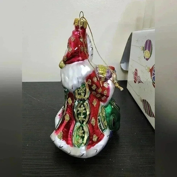 FITZ & FLOYD SANTA WITH TOY BAG GLASS CHRISTMAS TREE ORNAMENT 2002 With Box - Picture 5 of 7